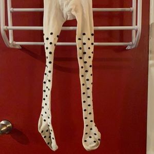White tights with black polka dots.